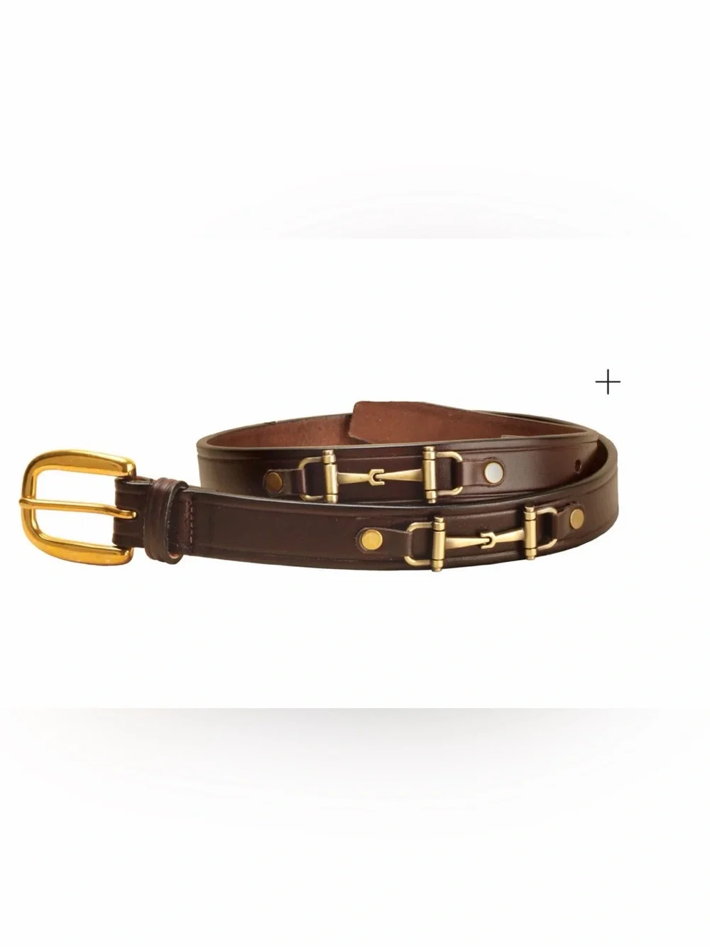 Tory Brown Leather Kids Belt with Solid Brass Buckles and Snaffle Bits